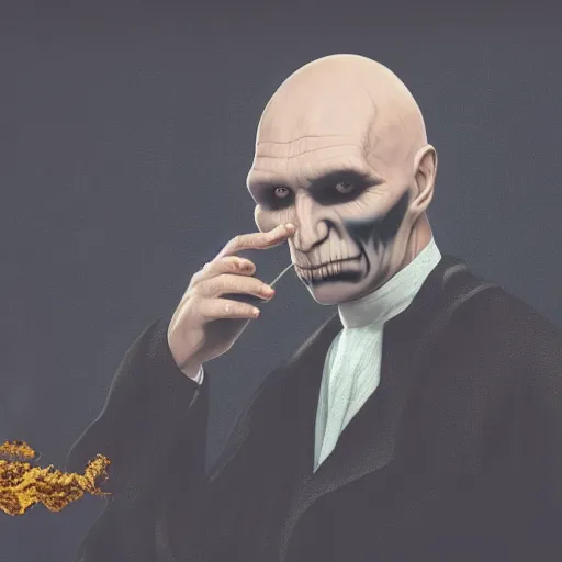 Image similar to Lord Voldemort doing drugs 4K detail