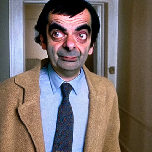 Image similar to A still of Mr Bean in The Shining