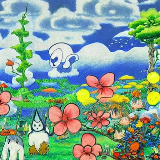 Image similar to a painting ken sugimori did when he was deeply schizophrenic