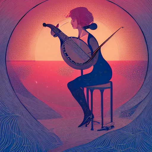 Prompt: british lute player playing the lute, victo ngai, kilian eng, lois van baarle, flat