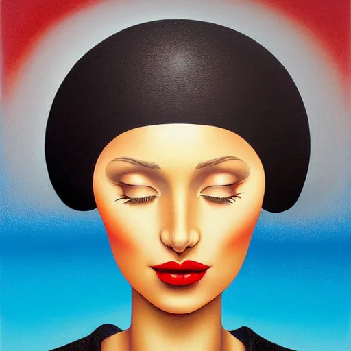 Prompt: detailed painting, an ultrafine detailed painting by rafal olbinski, airbrush art, minimalist, very detailed, pop surrealism, skeuomorphic, a painting of a woman, behance contest winner