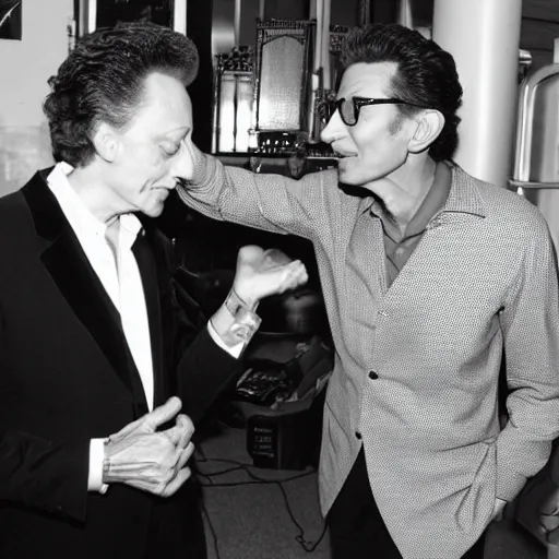 Image similar to jeff goldblum having a special moment with christopher walken