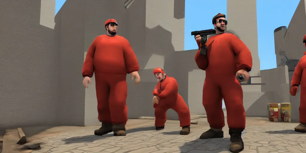 Image similar to sam hyde in team fortress 2, red team