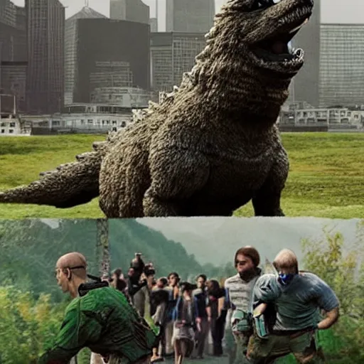 Image similar to doge is godzilla