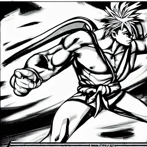 Image similar to ken from street fighter 2 in the style of freud, lucian
