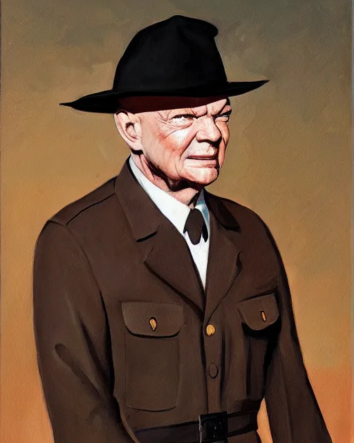 Image similar to a painting of a dwight eisenhower holding a sword, a character portrait by quirizio di giovanni da murano, reddit, antipodeans, ilya kuvshinov, official art, tarot card