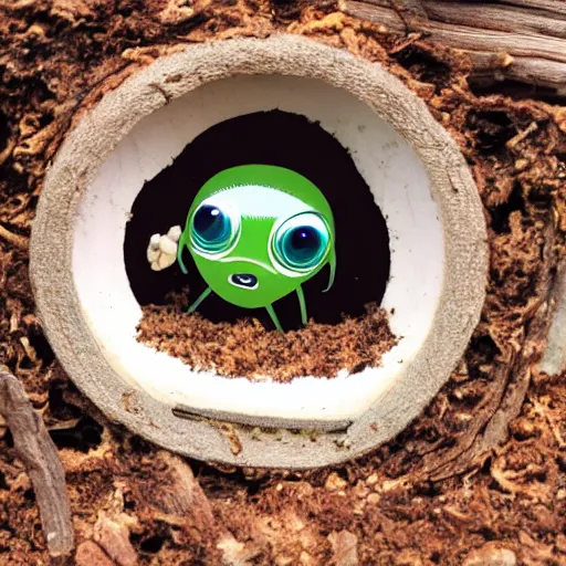 Image similar to little alien inside a ant house