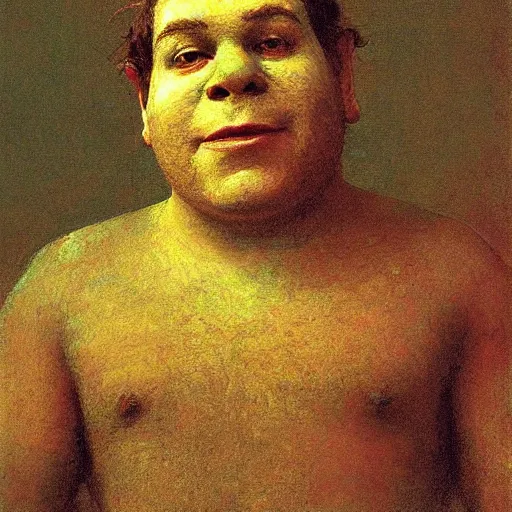 Prompt: portrait of shrek by ilya repin