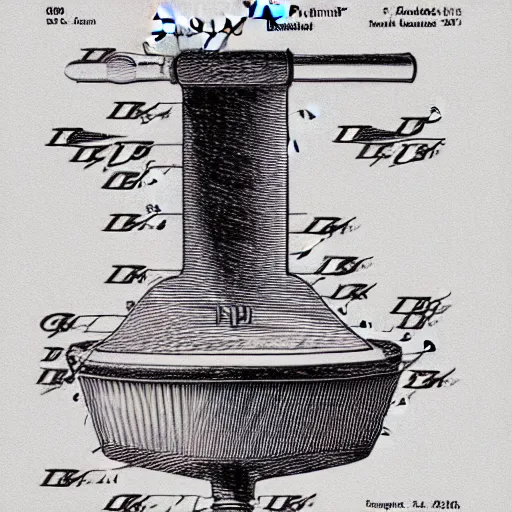 Prompt: Illustration of a US Patent of a toilet plunger