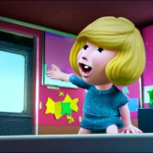 Image similar to little miss taylor swift screaming by roger hargreaves and jim henson, unreal engine 3 d hd 4 k