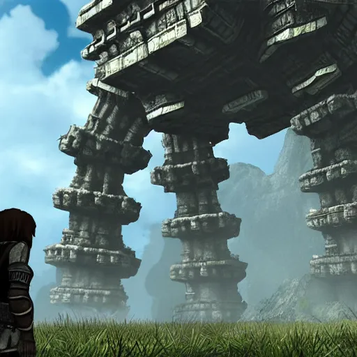 Image similar to Shadow of the Colossus Studio Ghbli style