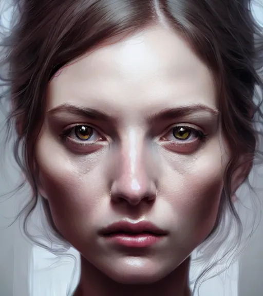 Image similar to portrait of a woman in heightened detail, poised, intense emotion, detailed facial expression, detailed surroundings, intricate, elegant, highly detailed, centered, digital painting, artstation, concept art, smooth, sharp focus, illustration, by ( pokemon ), wlop