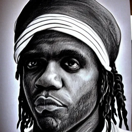 Prompt: chief keef as a muslim pencil drawing 4 k quality super realistic 9 - i