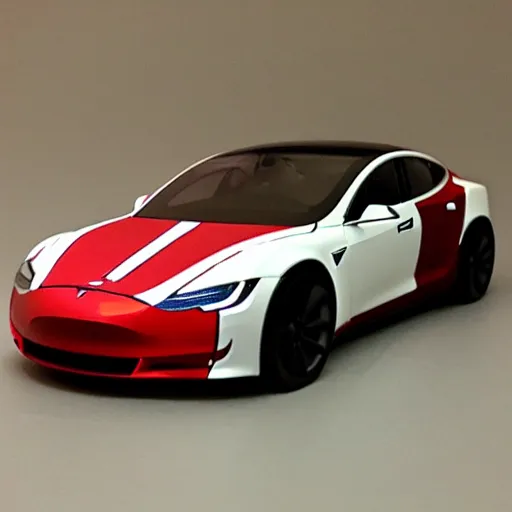 Image similar to hand painted action figure of a tesla car, realistic,