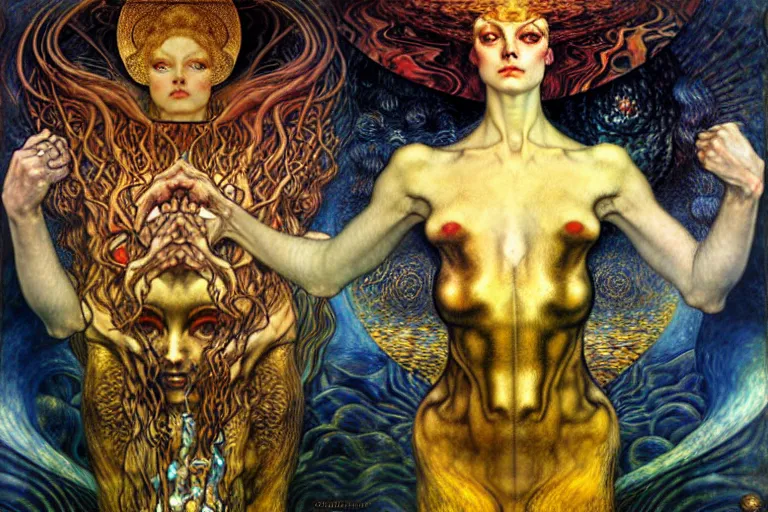 Image similar to Divine Chaos Engine by Karol Bak, Jean Delville, William Blake, Gustav Klimt, and Vincent Van Gogh, symbolist, visionary