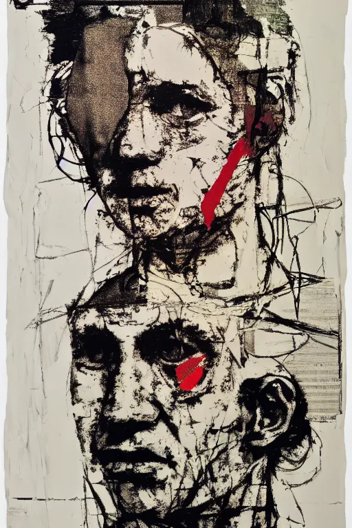 Prompt: a portrait a very ordinary person, by Robert Rauschenberg, screenprint, mixed media, anatomically correct, beautiful perfect face, sharp focus, Highly Detailed
