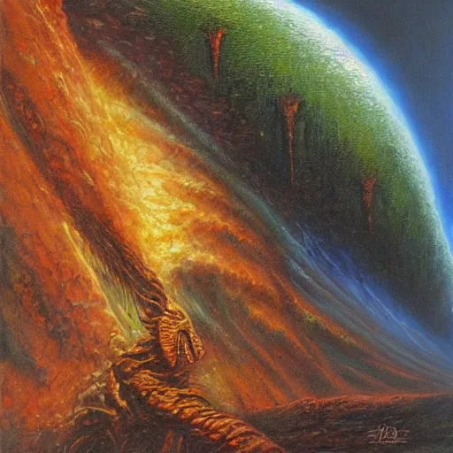 Prompt: a painting in the style of Bob Eggleton