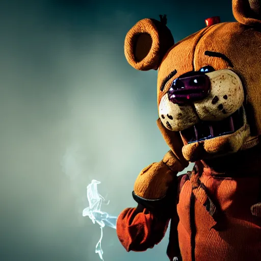 a realistic horror photo of Freddy Fazbear by Simon, Stable Diffusion