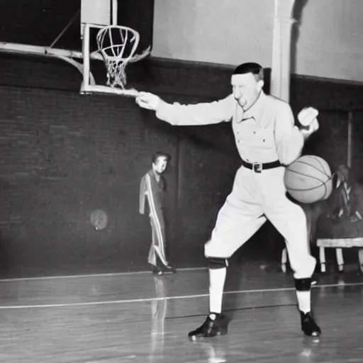 Prompt: hitler playing basketball