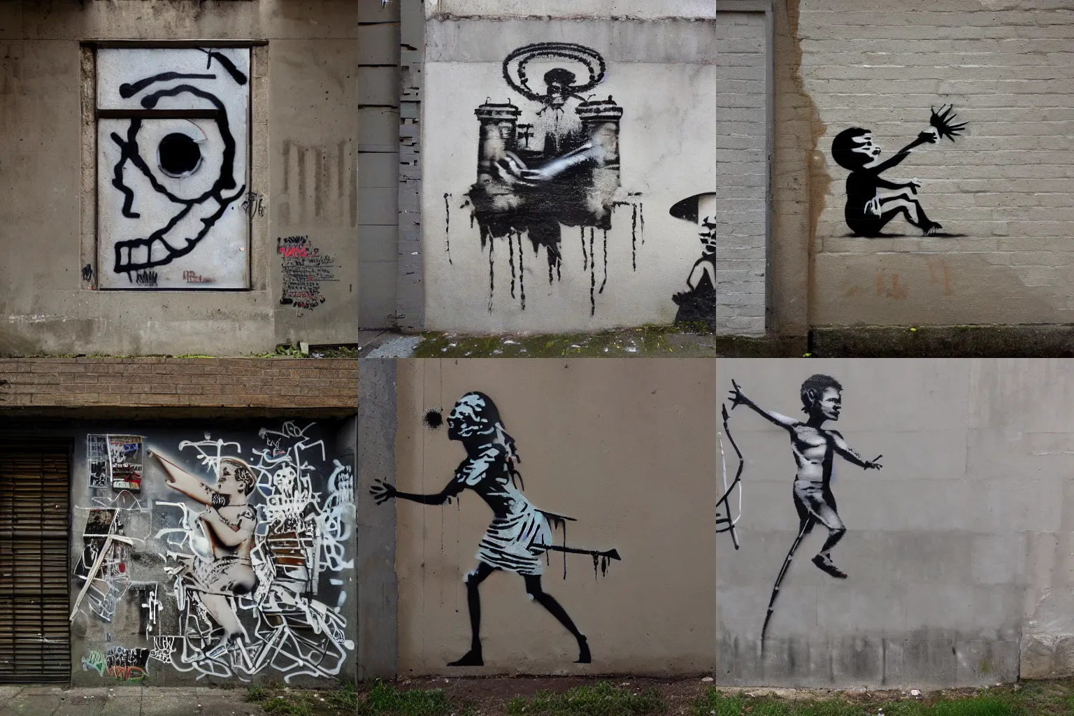 Prompt: Award winning image titled Pseudoarchaeology by Banksy street art, graffiti, high contrast trending on artstation