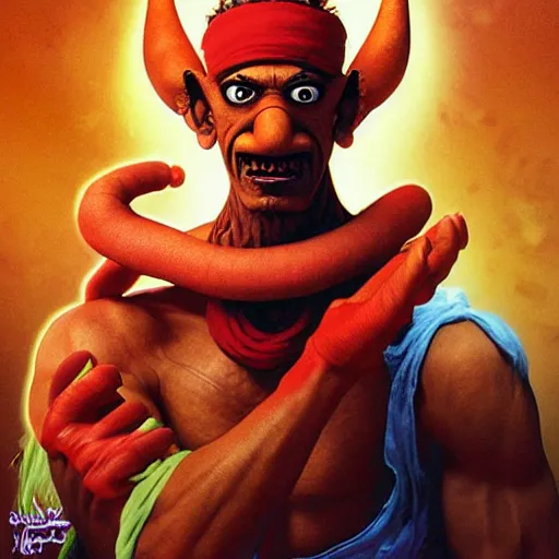 Prompt: gonzo from the muppets as dhalsim from street fighter, 4 k, ultra realistic, detailed focused art by artgerm and greg rutkowski and alphonse mucha