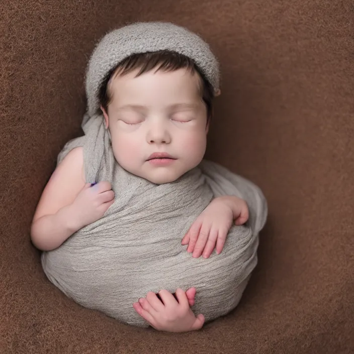 Image similar to studio portrait of bearded newborn