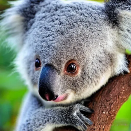 Image similar to a koala with fur colored like a panda