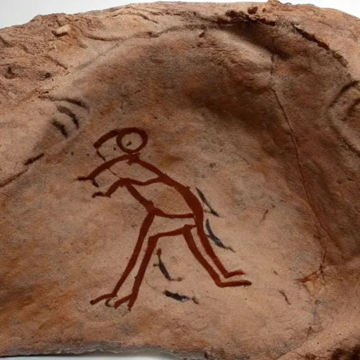 Prompt: protohuman beta edition human neolithic cave painting clay earthen coloration