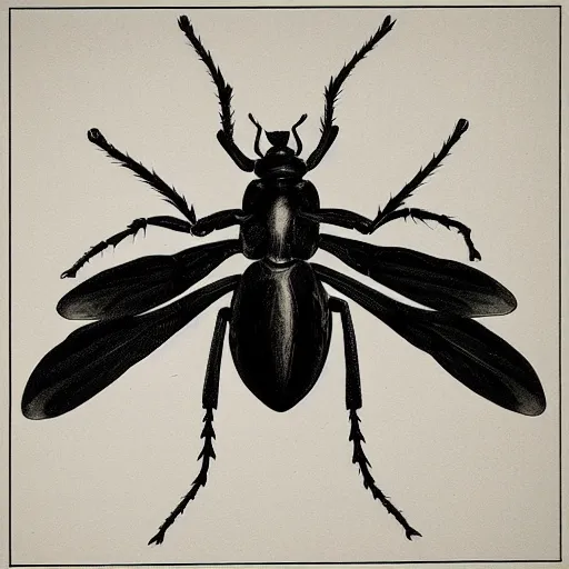 Image similar to bug, black and white, botanical illustration