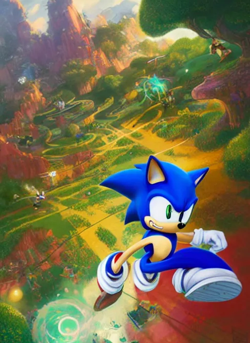 harmony green hill zone, sonic is a human, running,, Stable Diffusion
