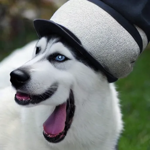 Prompt: A photo of a Husky dog wearing a hat