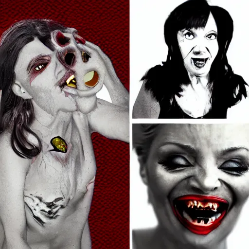 Prompt: collage artwork of monster woman