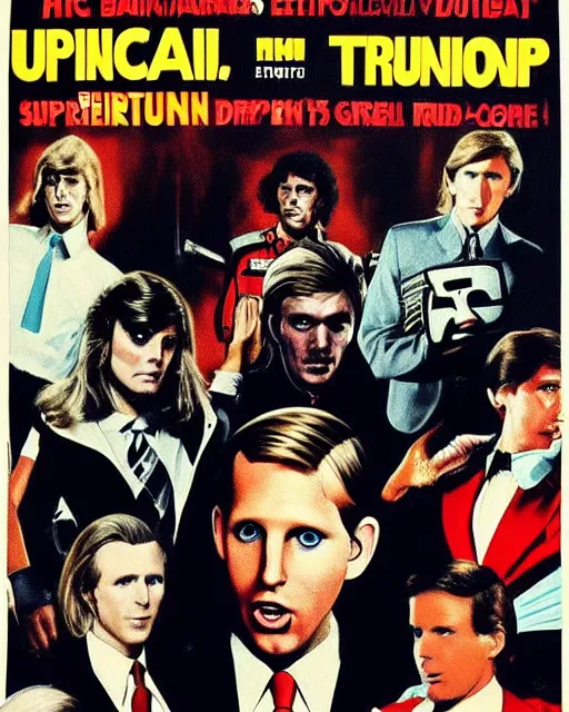 Image similar to 1 9 8 0's movie poster, eric trump is an antifa supersoldier, eric trump, exoskeleton, fan art, dramatic