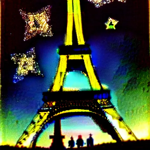 Image similar to the eiffel tower drawn like starry night