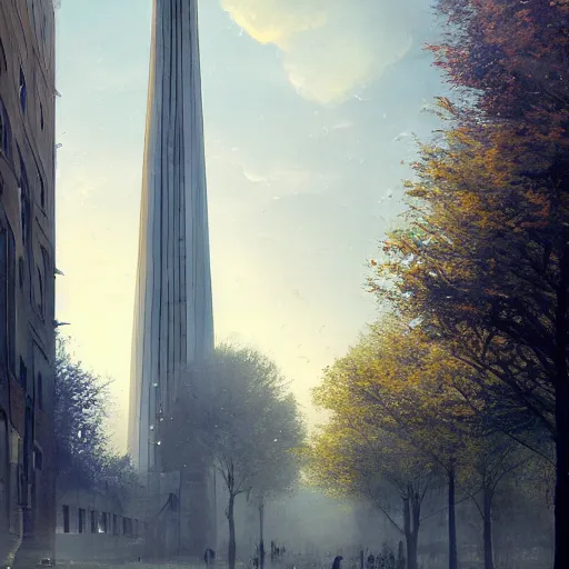 Image similar to Euromast in Rotterdam, soft, light, bright, epic, awesome,digital art, by Simon baek and Greg rutkowski