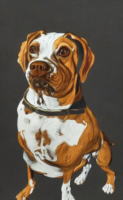 Prompt: amazing detailed intricate painting of a dog by francis bacon. hd, hg. trending on artstation