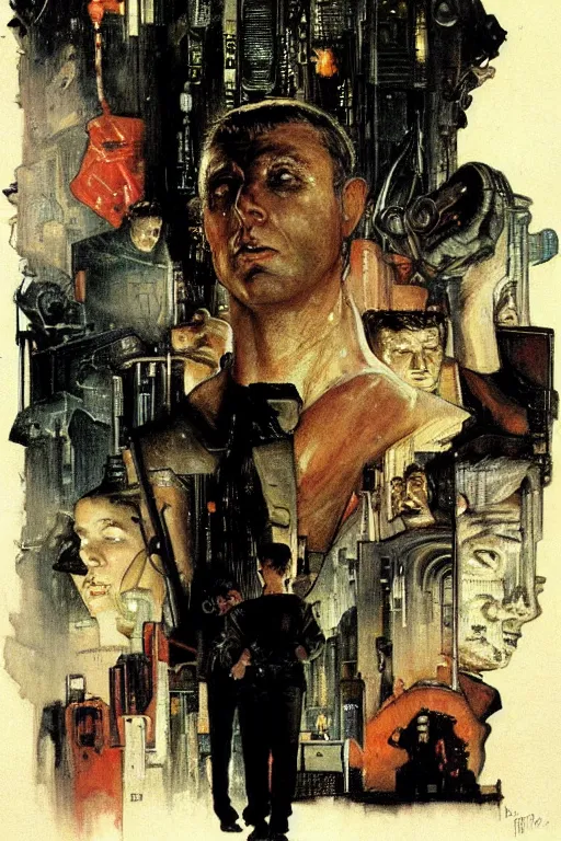Image similar to blade runner painted by Norman Rockwell