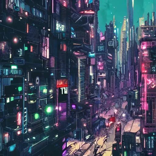 Image similar to a beautiful picture of a cyberpunk city by Frank Miller trending on Artstation