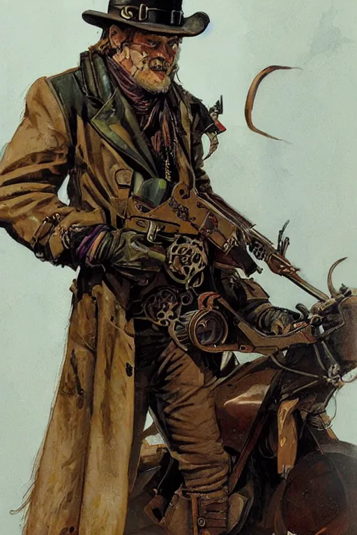 Image similar to Vernon Schmidt. Steampunk gunslinger. concept art by James Gurney.