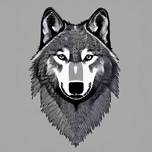 Image similar to a wolf portrait in the style of circuit board drawing