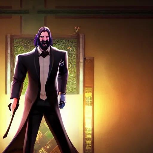 Prompt: highly detailed league of legends character render John Wick, gameplay