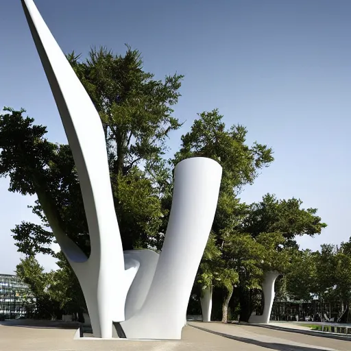 Image similar to an eco - friendly memorial designed by zaha hadid