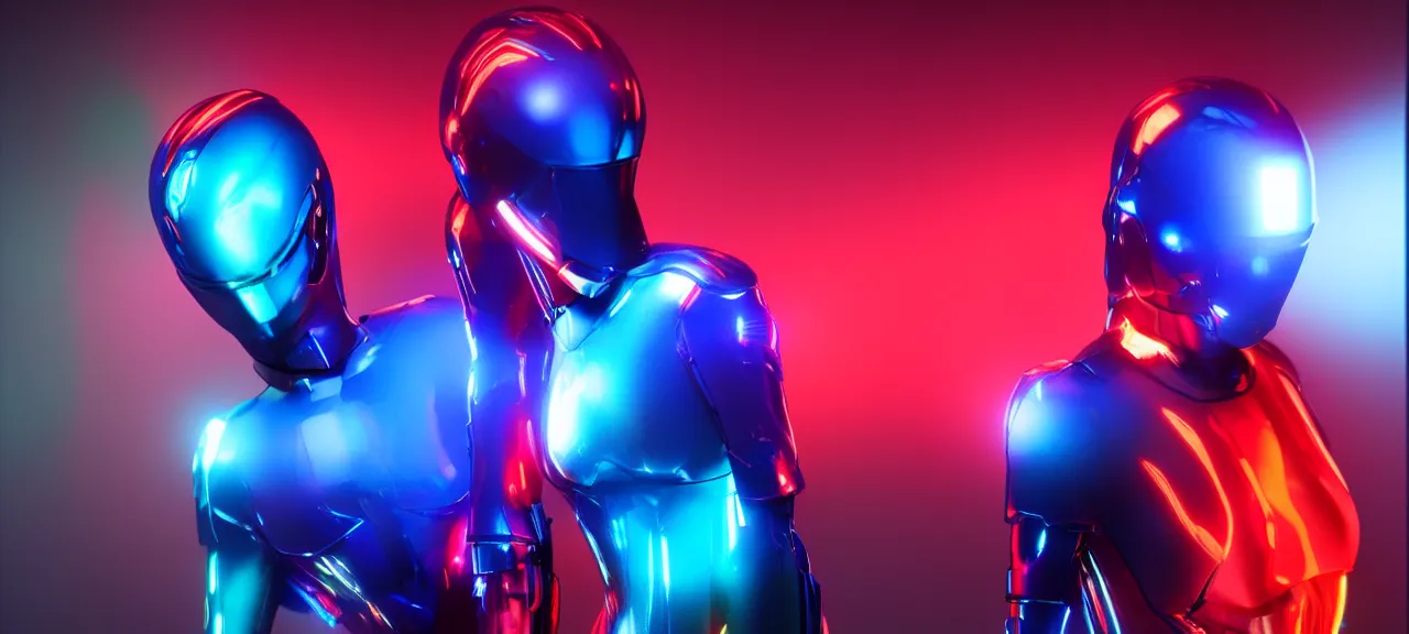 Image similar to beauty, colored humanoid cybersuits, ultrarealistic, dramatic lighting, accurate, photorealism, vivid colors, ultrarealistic, beautiful lighting