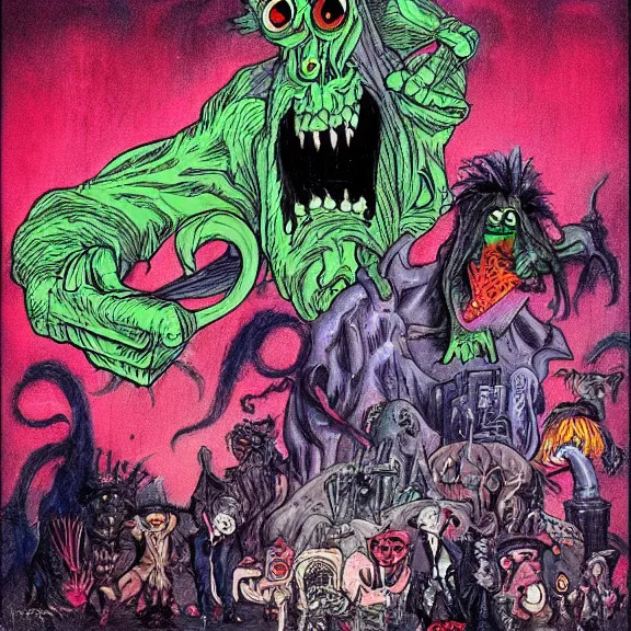 Image similar to monsters drawn by ralph bakshi