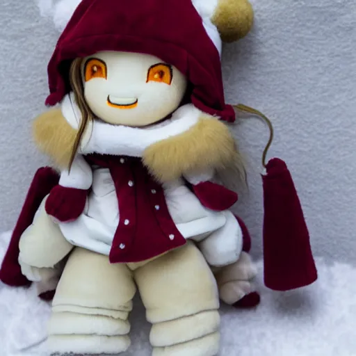 Image similar to cute fumo plush of a girl dressed for a winter snowstorm