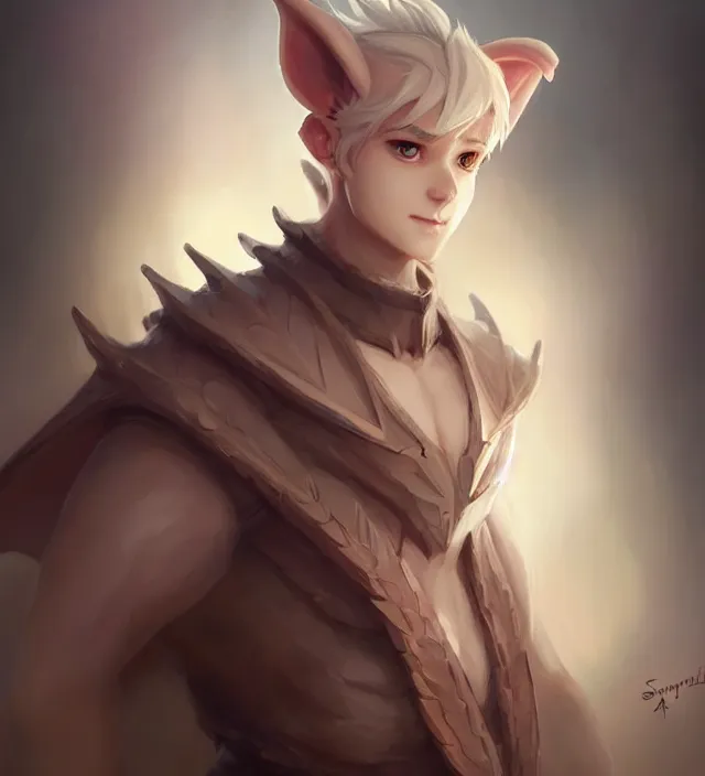 Image similar to character concept art of a cute young male anthropomorphic dragon | | cute - fine - face, pretty face, key visual, realistic shaded perfect face, fine details by stanley artgerm lau, wlop, rossdraws, james jean, andrei riabovitchev, marc simonetti, and sakimichan, trending on artstation