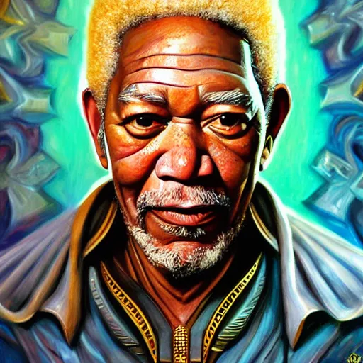 Image similar to a detailed fantasy character portrait of morgan freeman as egyptian god by lauri blank, artgerm, evelyn de morgan, 8K, 50mm lens