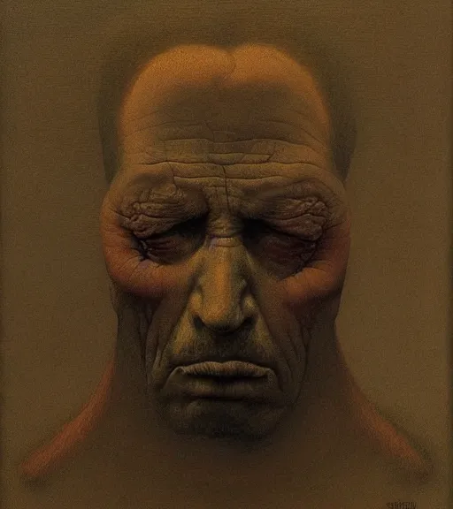 Prompt: portrait of a troubled man by Zdzisław Beksiński