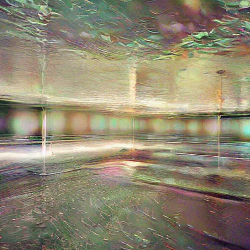 Image similar to Beautiful colored-photo cameraphone 2005 soft liminal Photograph of an infinite water-filled room