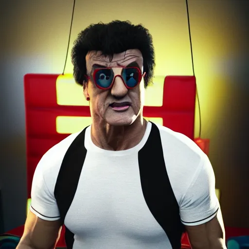 Image similar to sylvester stallone is spongebob squarepants, 3 d octane render, artstation, andrew krivulya